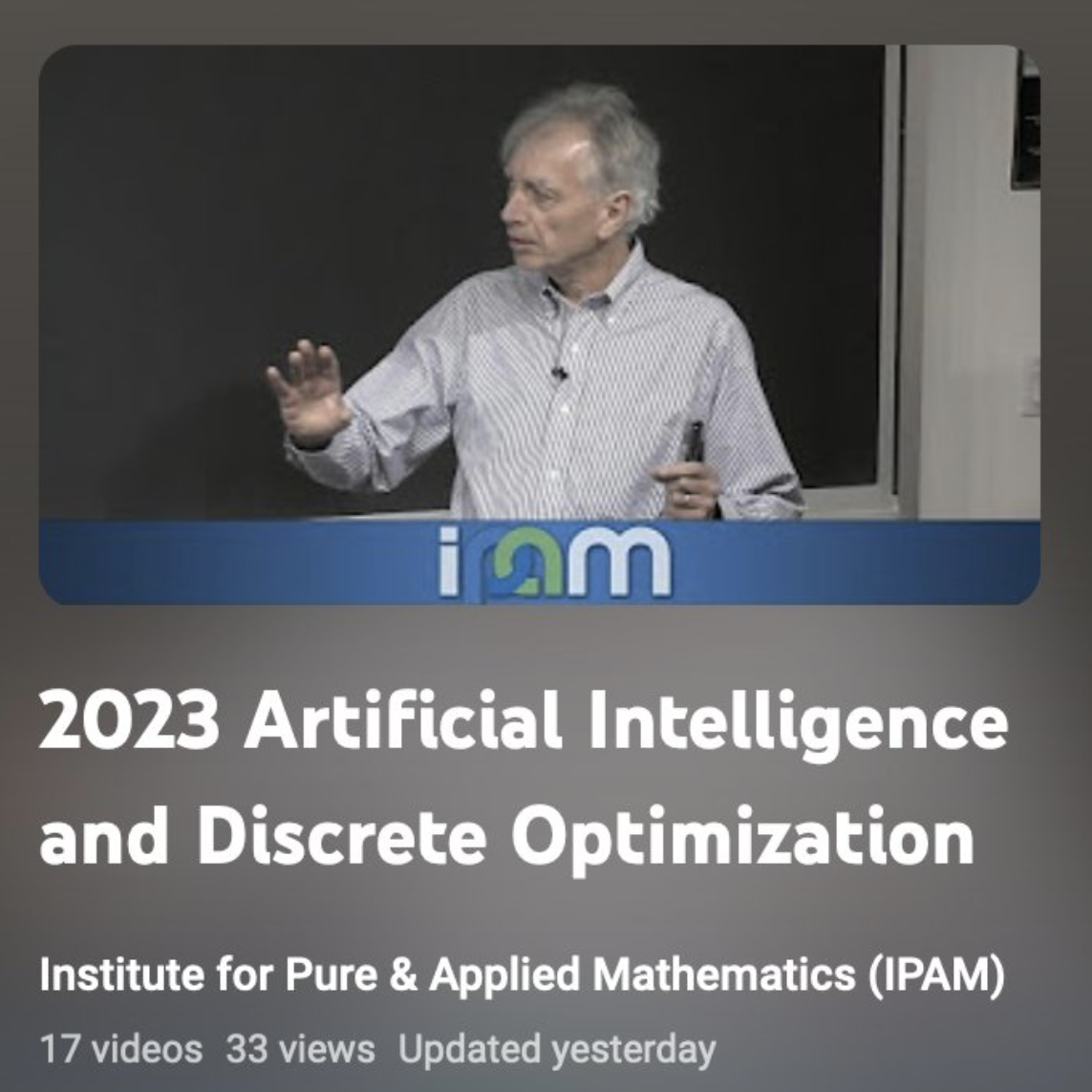 UCLA IPAM Workshop on Machine Learning and Discrete Optimization